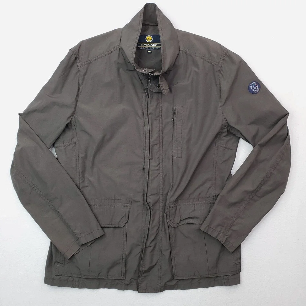 Navigare Jacket Mens XXL Green Windbreaker Rain Coat Yachting Nautcial Chore